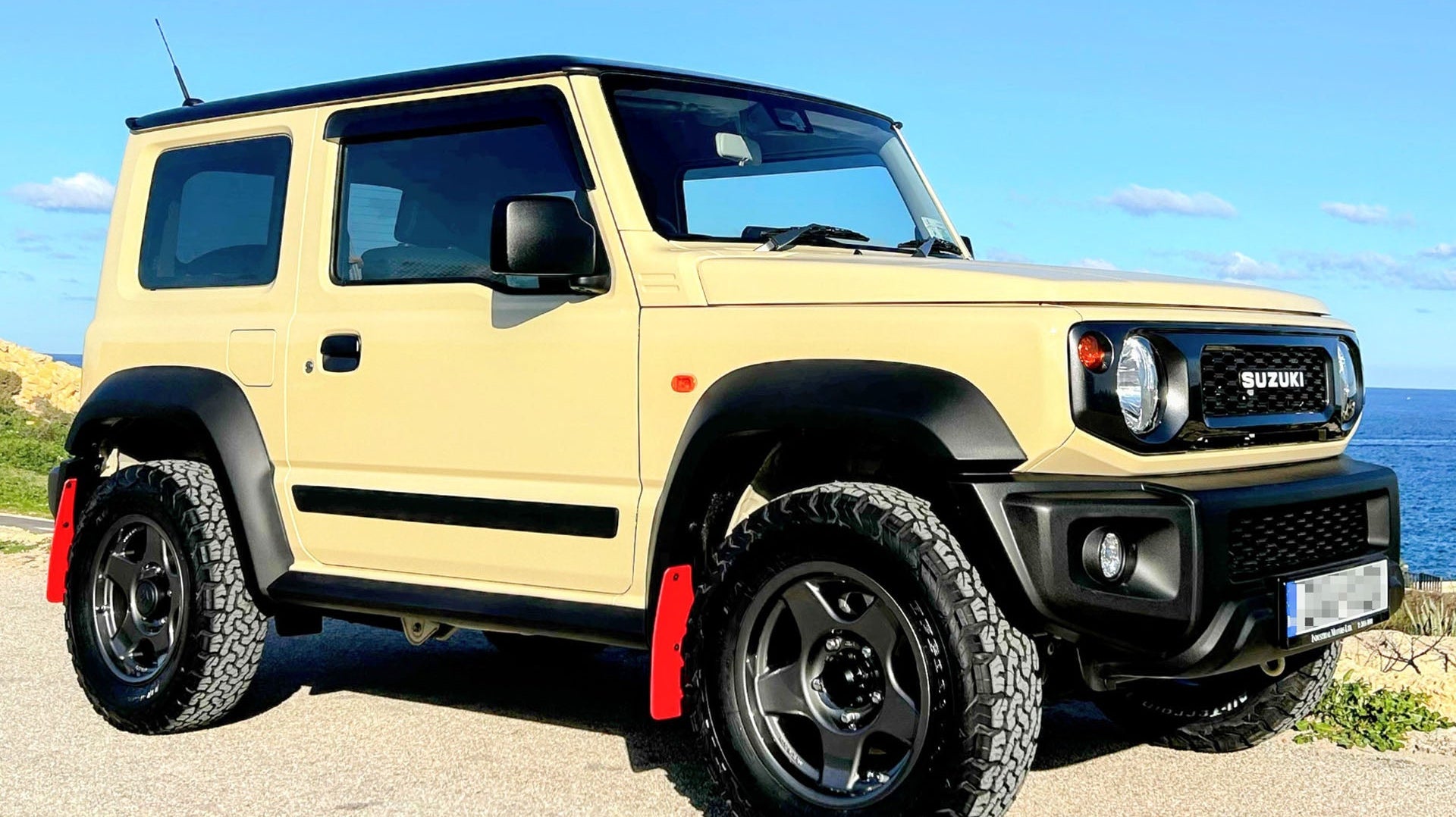 Chiffon Ivory Suzuki Jimny fitted with 16" Bradley V Wheels