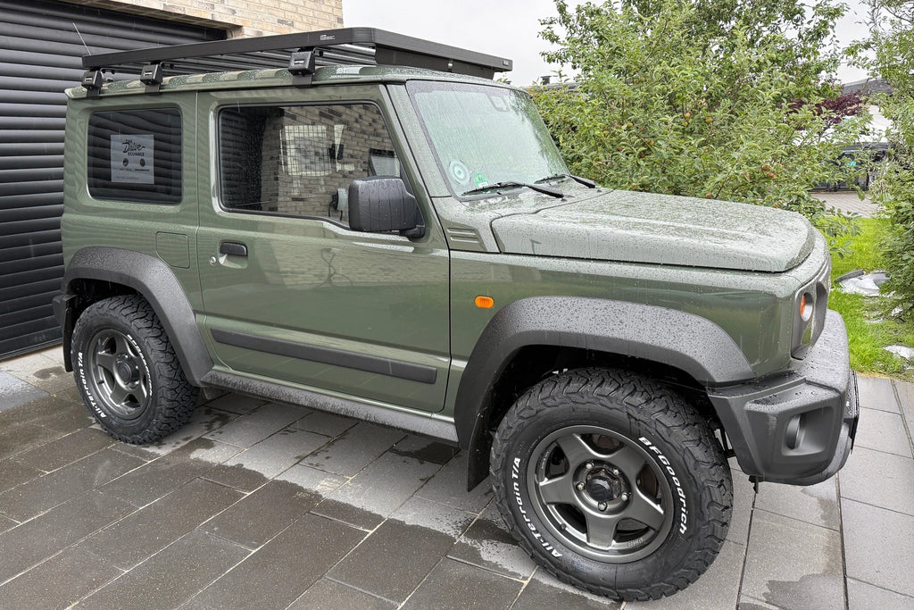 Jungle Green Suzuki Jimny (2018+) with 16" BRADLEY V wheels in Gunmetallic