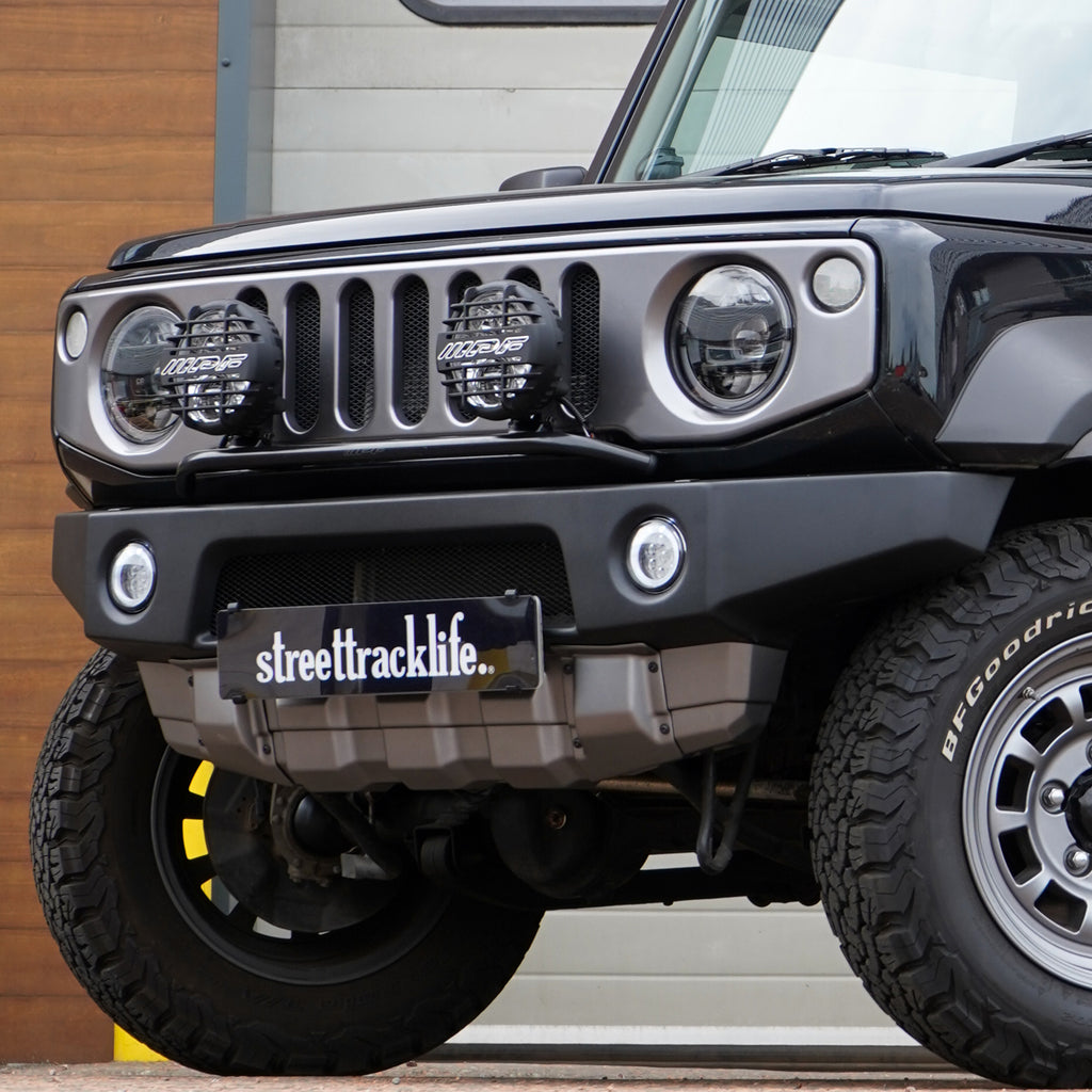 APIO Front Bumper fitted onto a black Suzuki Jimny Body Kit Modification