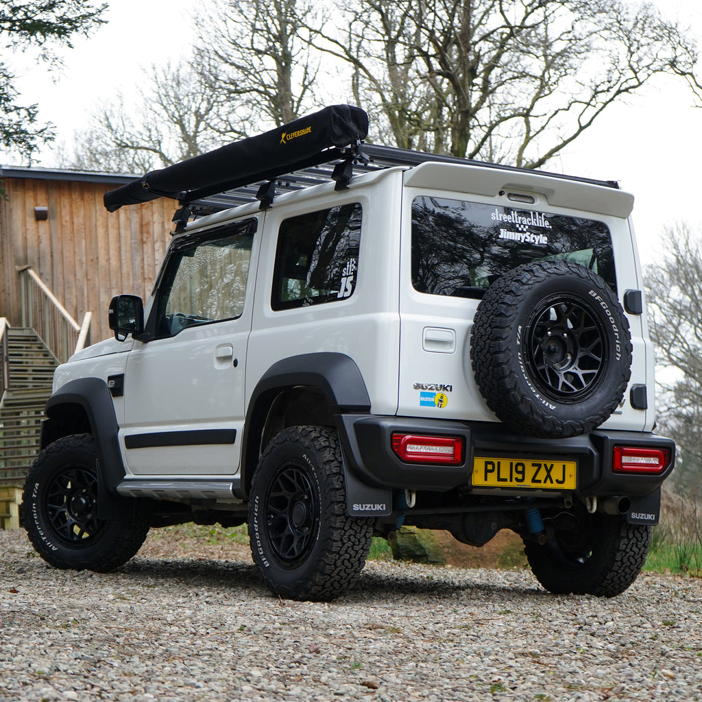 Clevershade 3.6m 270 degree awning fitted onto a Suzuki Jimny by Street Track Life